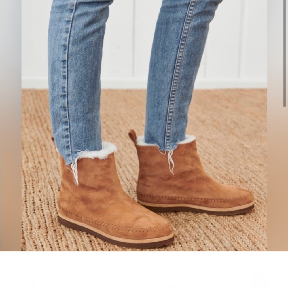 Jenni Kayne Suede Moc Boot In Saddle/Ivory Size 39
